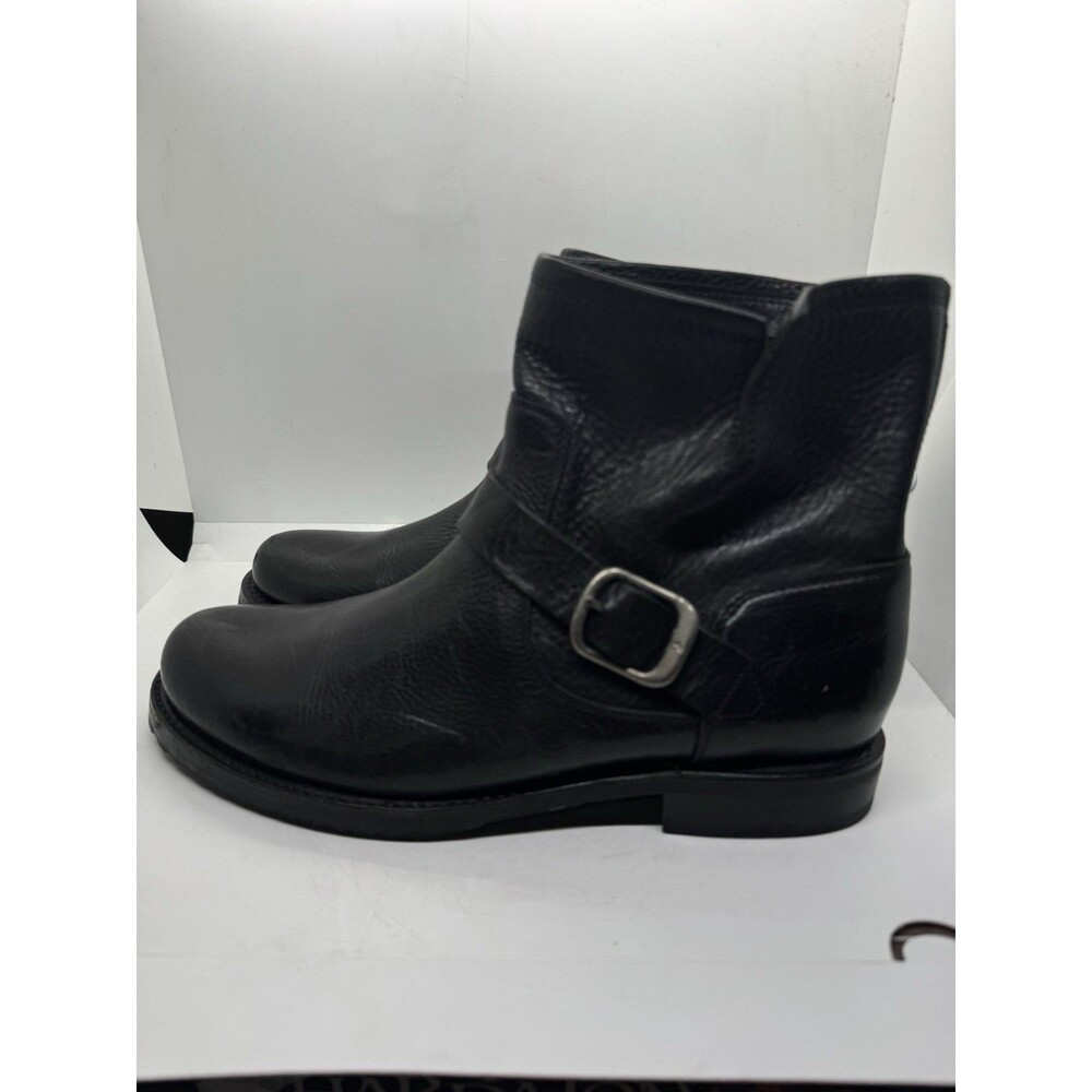 Classic Black Leather Ankle Boot with Buckle
